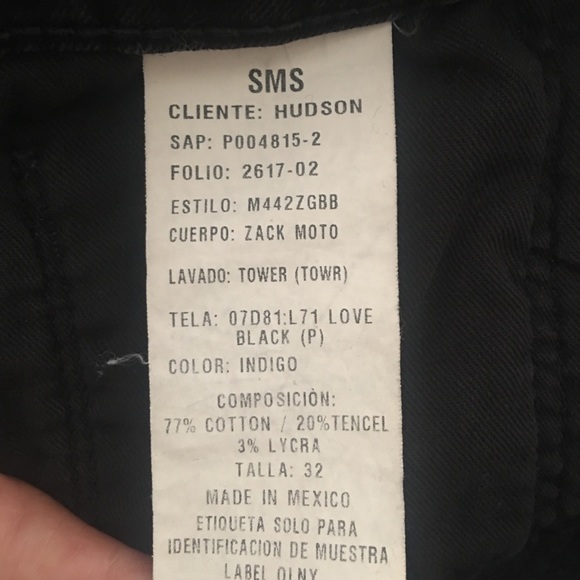 Hudson Zach Moto Skinny Washed Black Jeans sz 32 - Picture 9 of 9